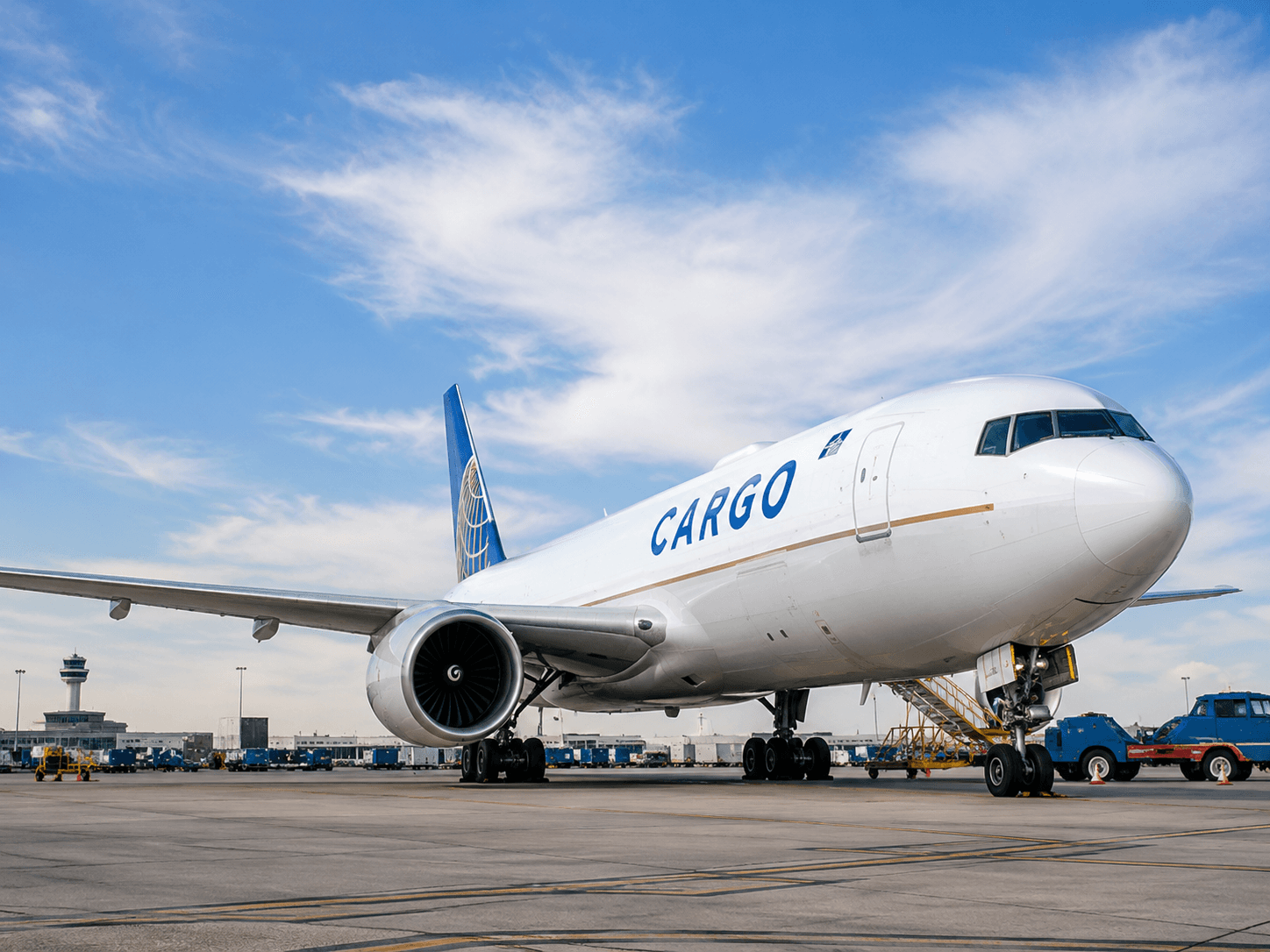 Commercial passenger aircraft on the tarmac — sustainable aviation fuel.