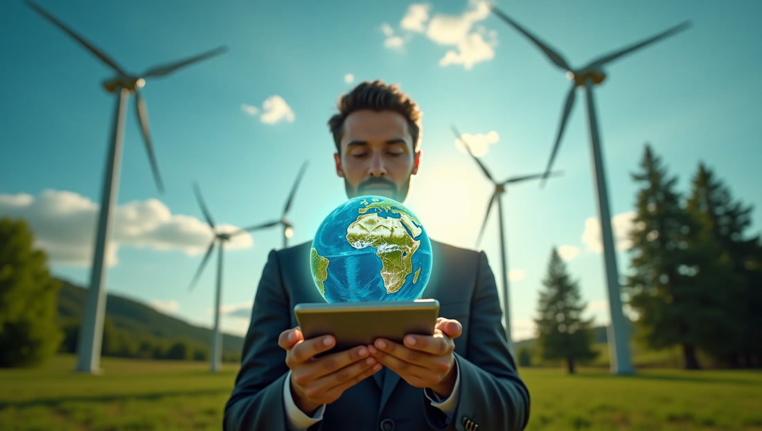 Professional illustration showing the dynamics of the carbon credit market for UPSC exam preparation with charts and eco-friendly icons