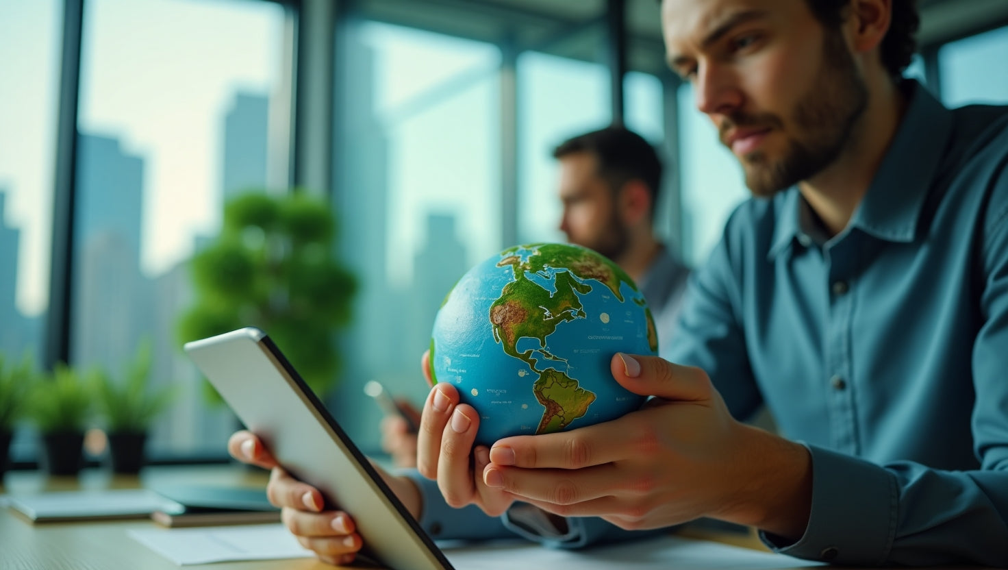 Professional infographic showing carbon credit and carbon footprint concepts in a clean, modern style