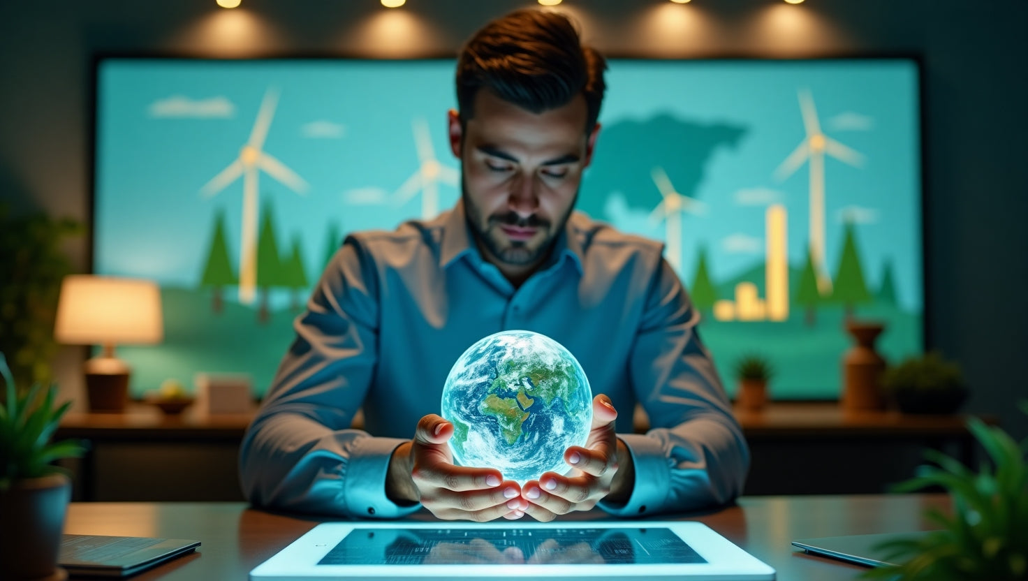 Professional graph showing carbon credit price forecast trends with green and blue lines on a modern digital interface