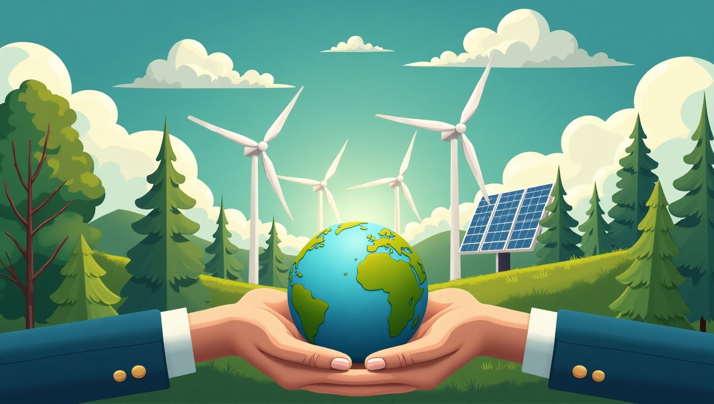 Professional infographic showing various types of carbon credit projects including forestry, renewable energy, and methane capture