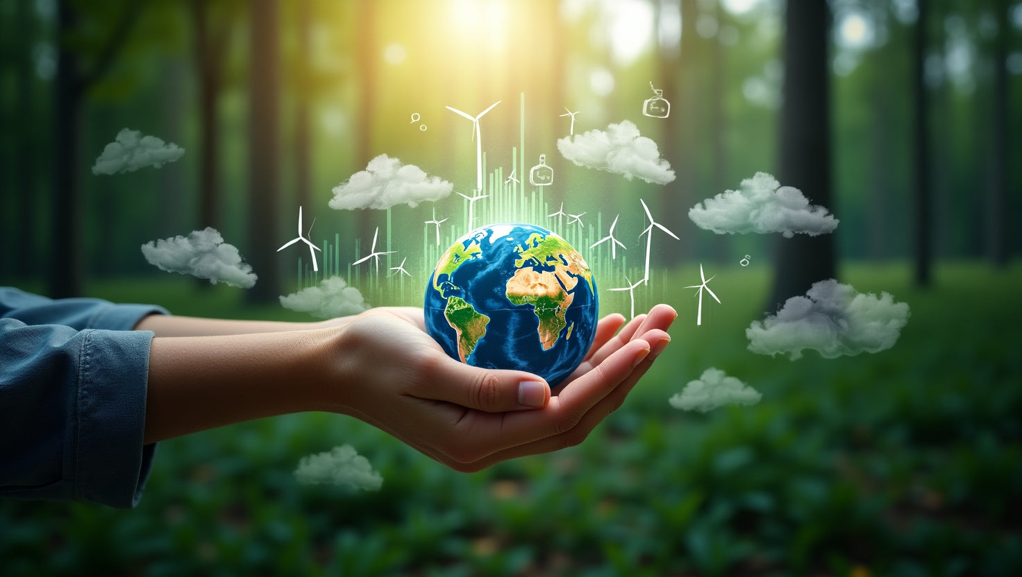 Professional graph showing the fluctuating 1 carbon credit price in USD with eco-friendly icons