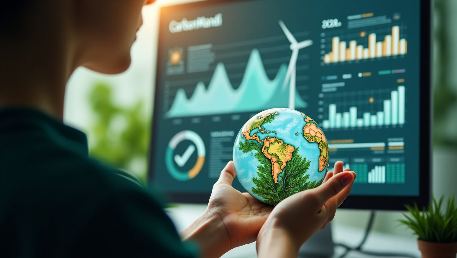 Professional graph showing fluctuating carbon credit price trends with green and blue color scheme