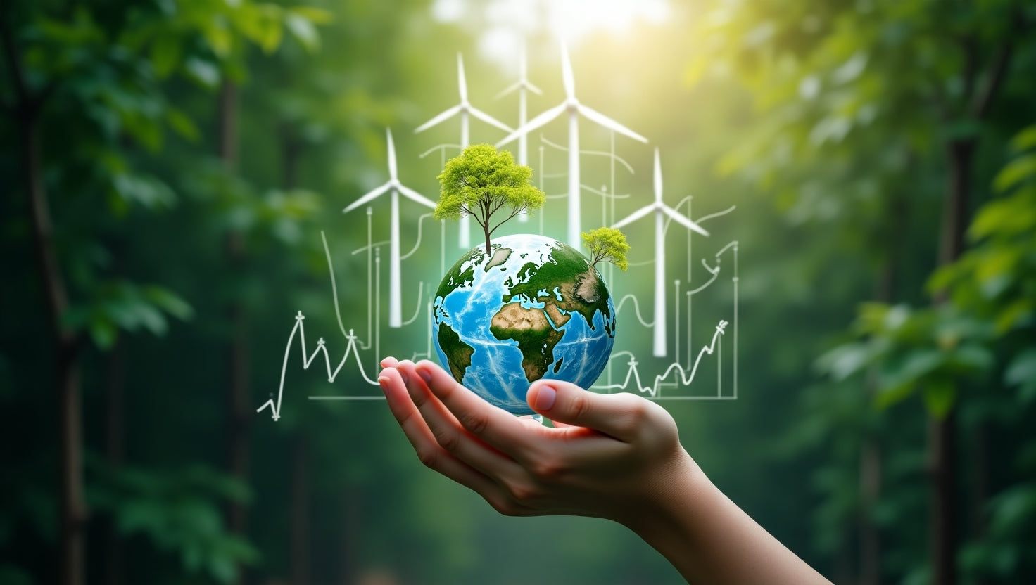 Professional image showing a businessperson analyzing carbon credit certificates with a digital interface representing selling carbon credits