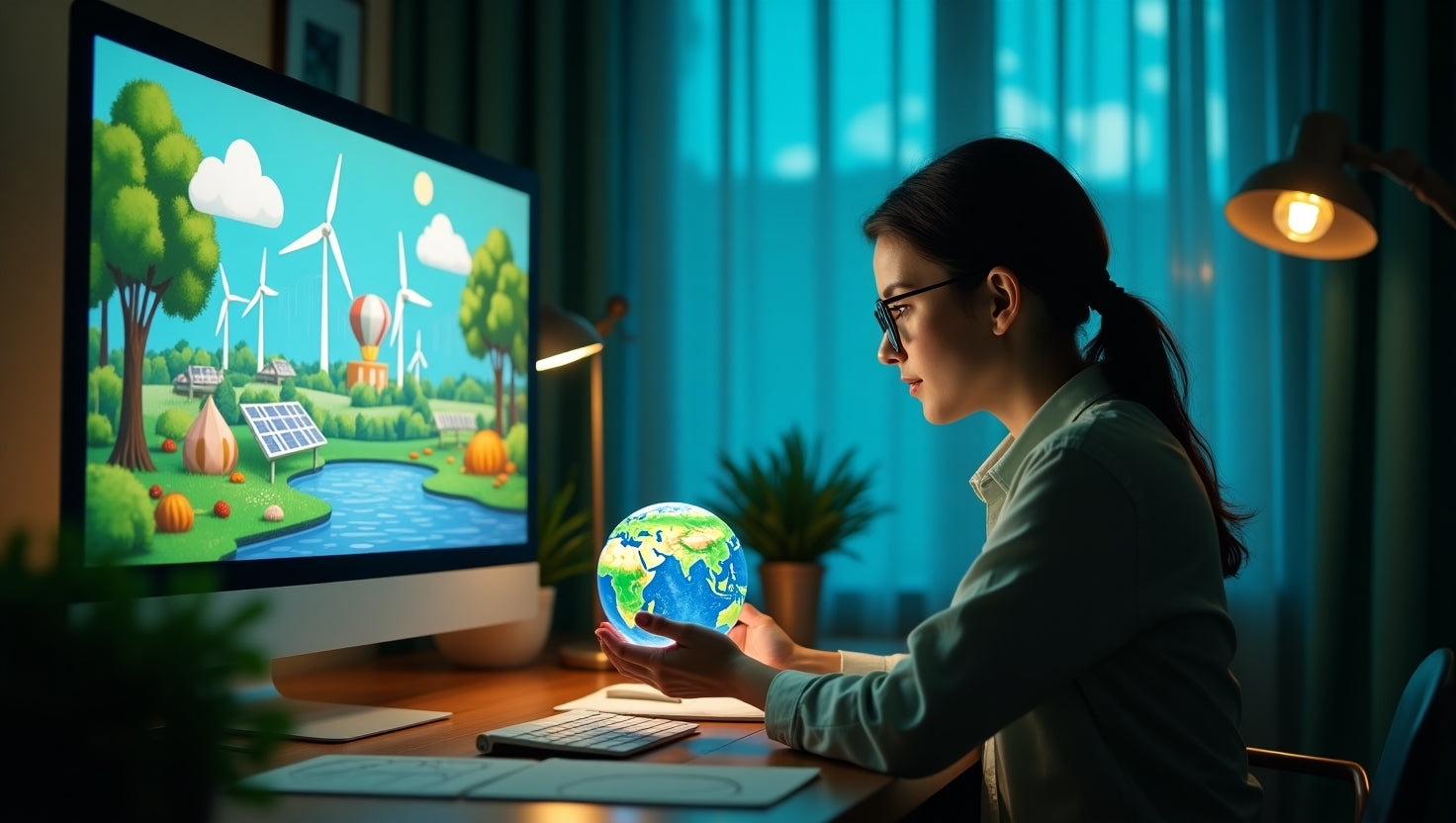 Professional image showing carbon credits trading in New Zealand with green energy and environmental icons